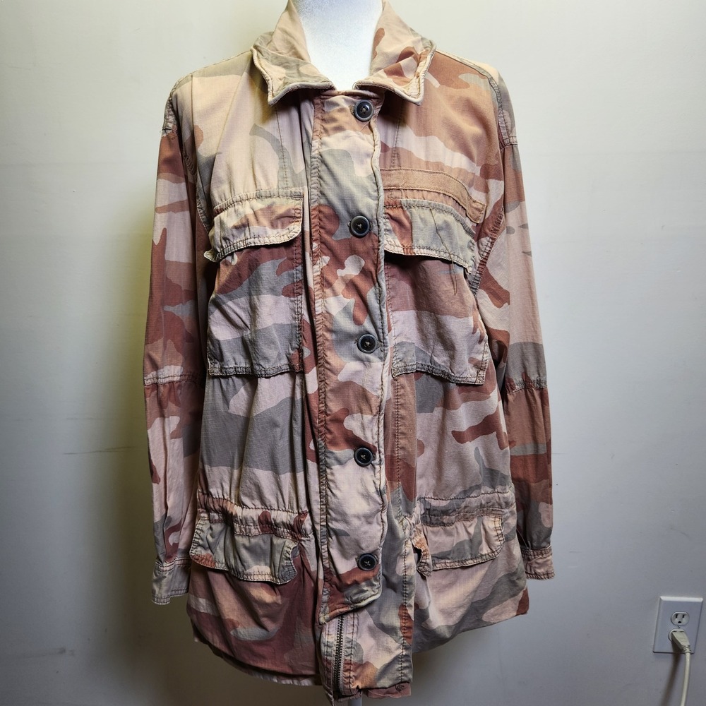 Free People NWT Lead The Way Desert Camouflage Field Jacket Lrg Cotton Utility